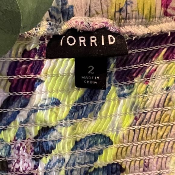 Floral Strapless Dress in Purple and Green - Picture 3 of 10